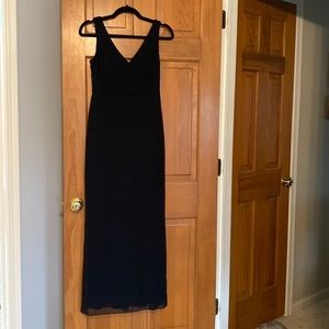 C neck black chiffon dress